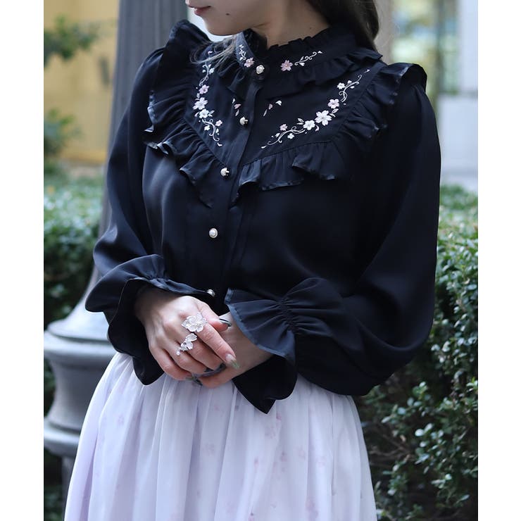 桜刺繍スタンドブラウス | axes femme | 詳細画像10 