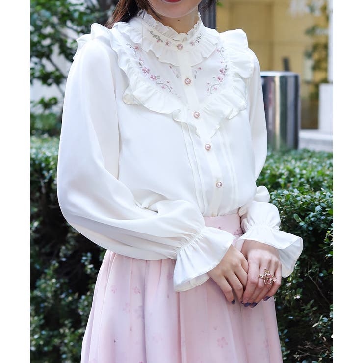 桜刺繍スタンドブラウス | axes femme | 詳細画像4 