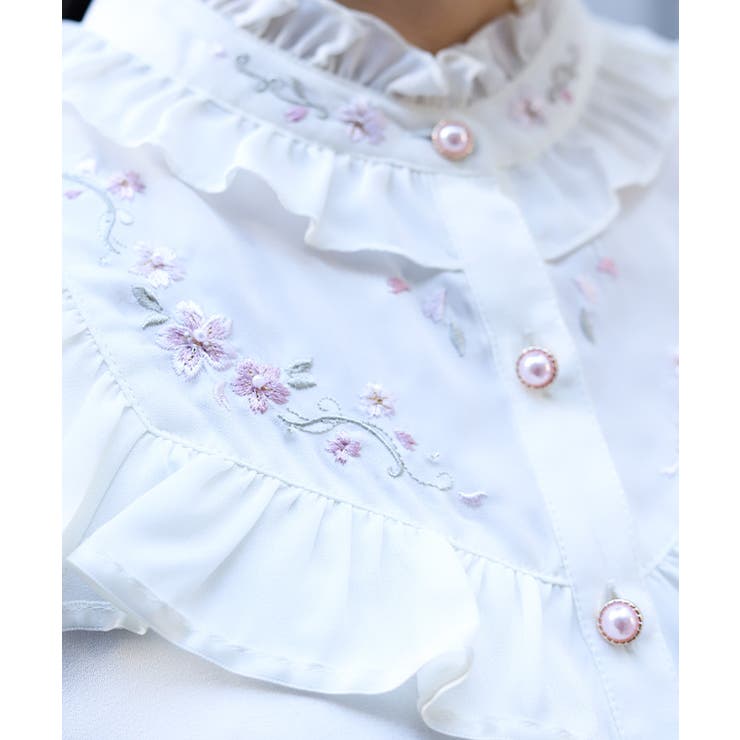 桜刺繍スタンドブラウス | axes femme | 詳細画像5 