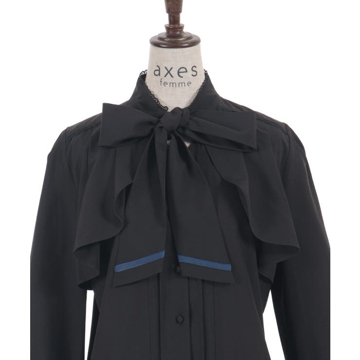 リボン×フラシデザインブラウス[品番：IGAW0007569]｜axes femme