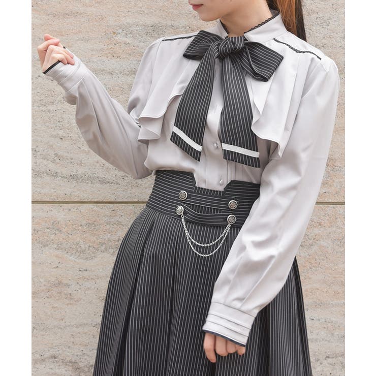 リボン×フラシデザインブラウス[品番：IGAW0007569]｜axes femme
