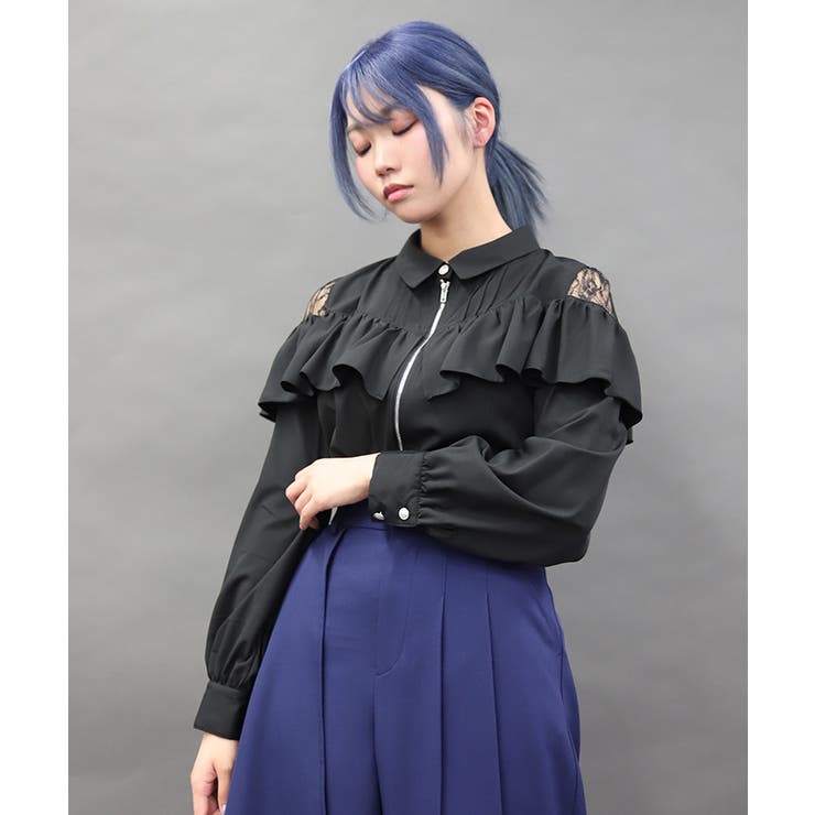 黒 | フロントファスナーブラウス | axes femme