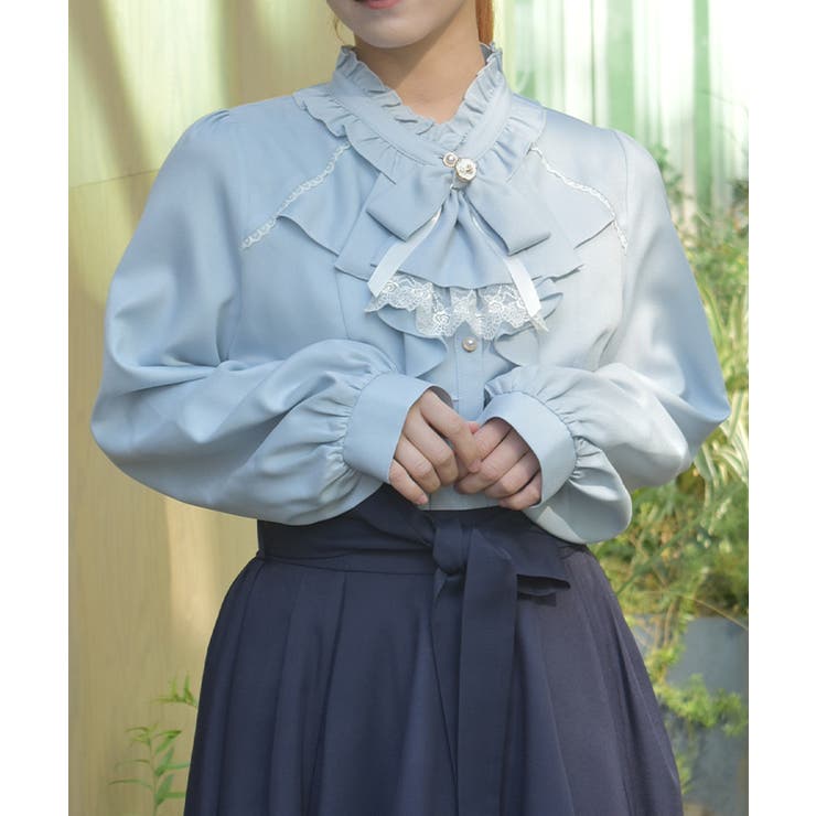 リボンジャボブローチブラウス | axes femme | 詳細画像1 