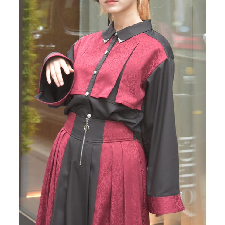 ワイン | 【セットアップ対応】ジャガードブラウス | axes femme