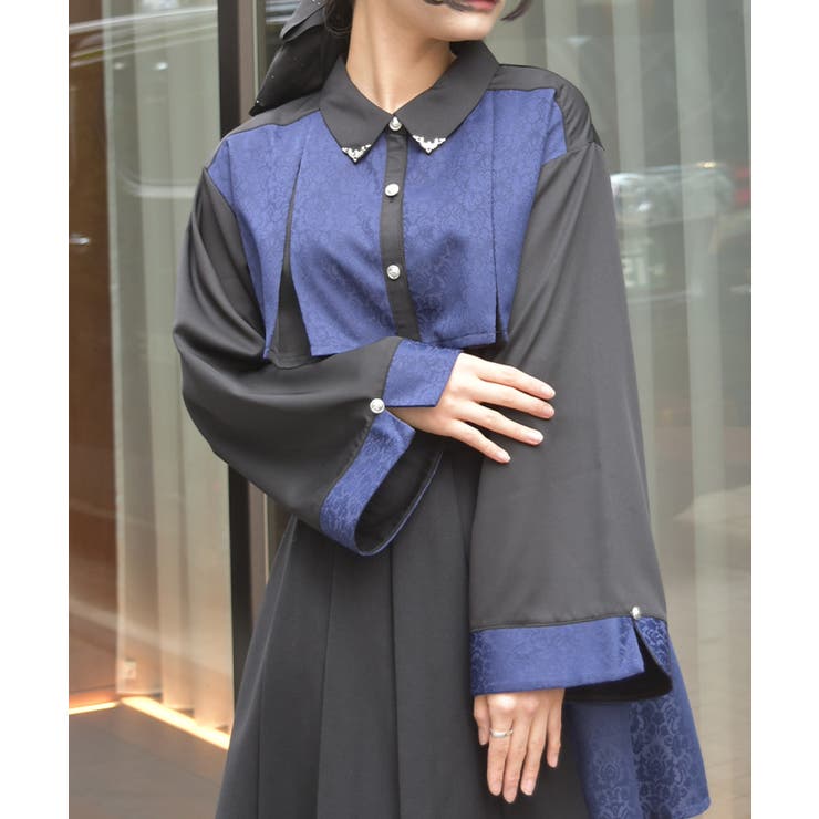 紺 | 【セットアップ対応】ジャガードブラウス | axes femme