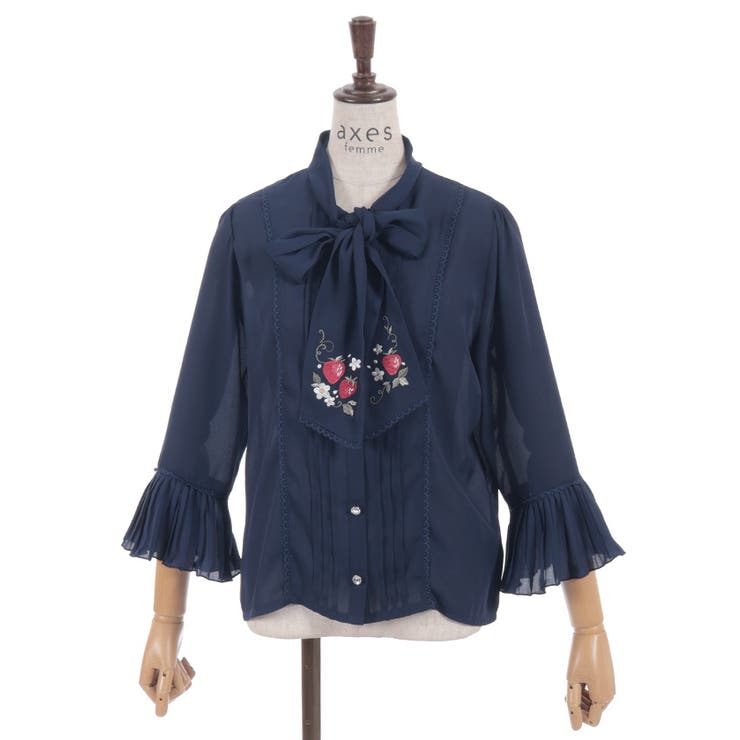 苺刺繍ボウタイブラウス | axes femme | 詳細画像11 