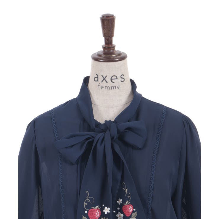 苺刺繍ボウタイブラウス | axes femme | 詳細画像14 