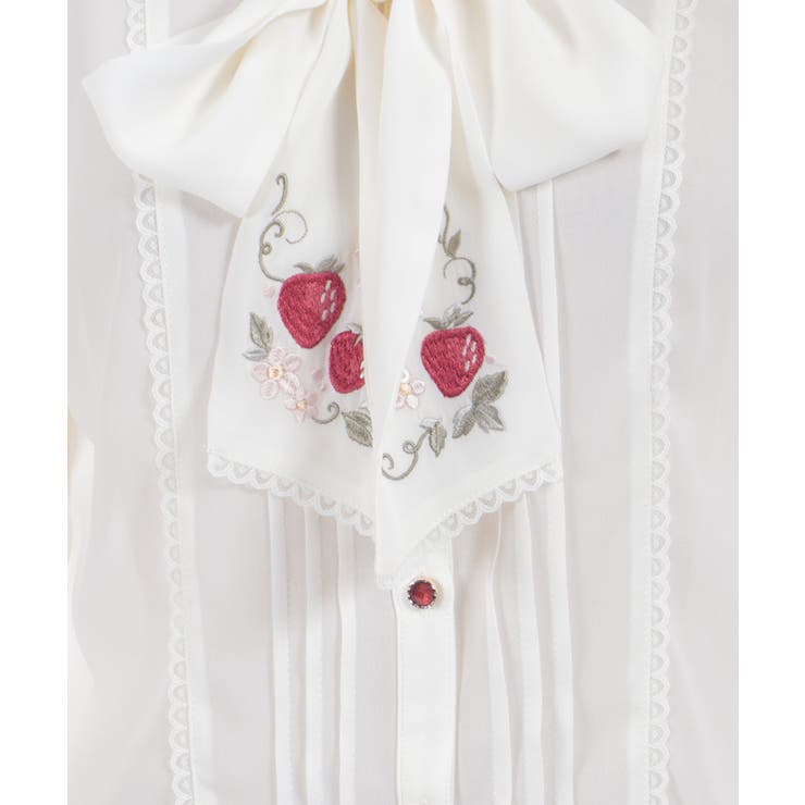 苺刺繍ボウタイブラウス | axes femme | 詳細画像20 