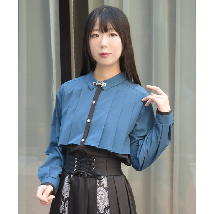 金具付プリーツ×フラシブラウス | axes femme | 詳細画像9 