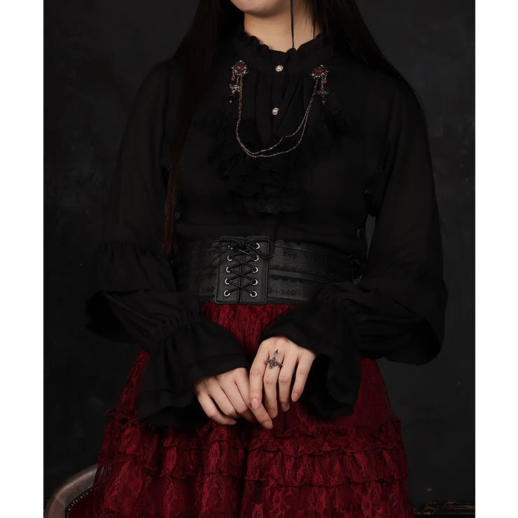 黒 | レースアップ×フリルＢＬ | axes femme