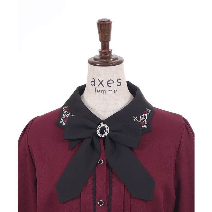 十字架刺繍タイ付ブラウス | axes femme | 詳細画像17 