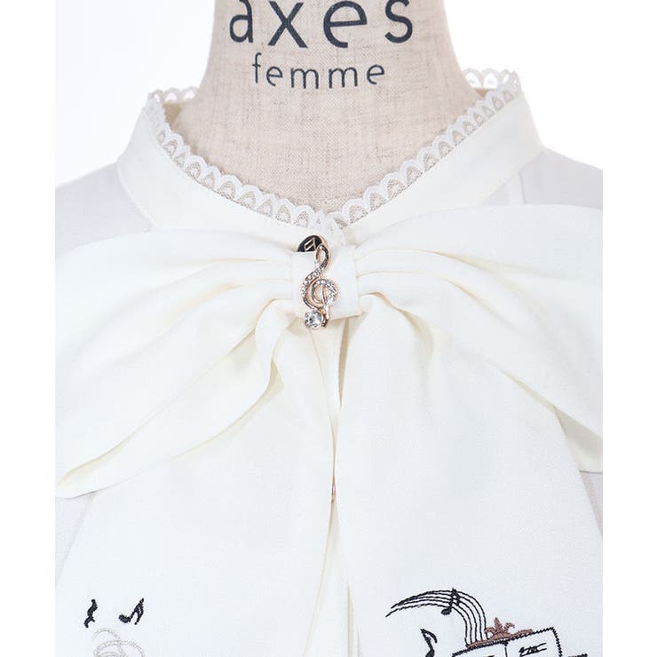 音楽刺繍リボンブラウス | axes femme | 詳細画像20 