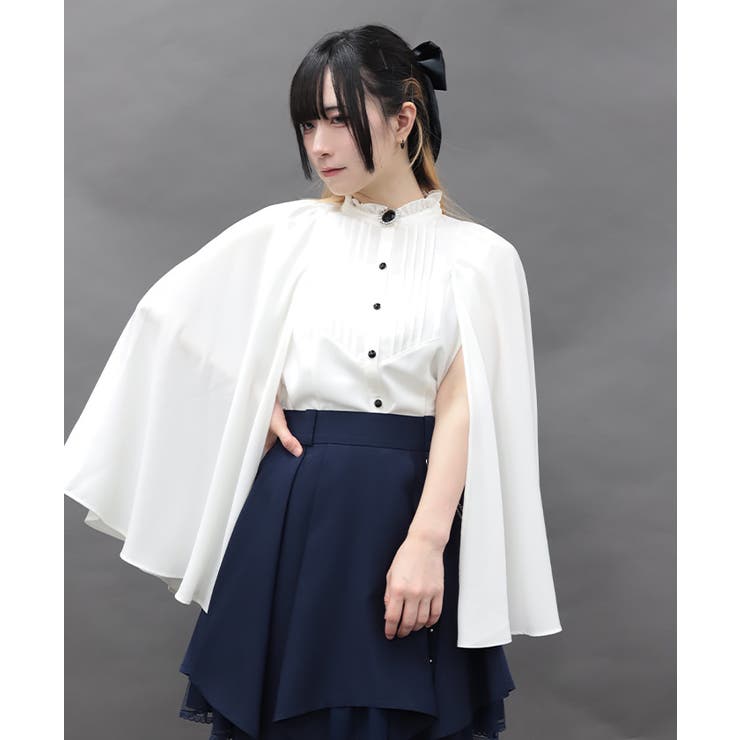 ブローチ付ケープデザインブラウス | axes femme | 詳細画像6 