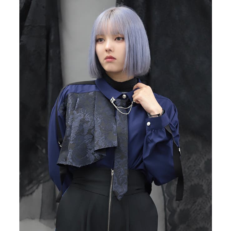 異素材デザインタイ付シャツ | axes femme | 詳細画像4 