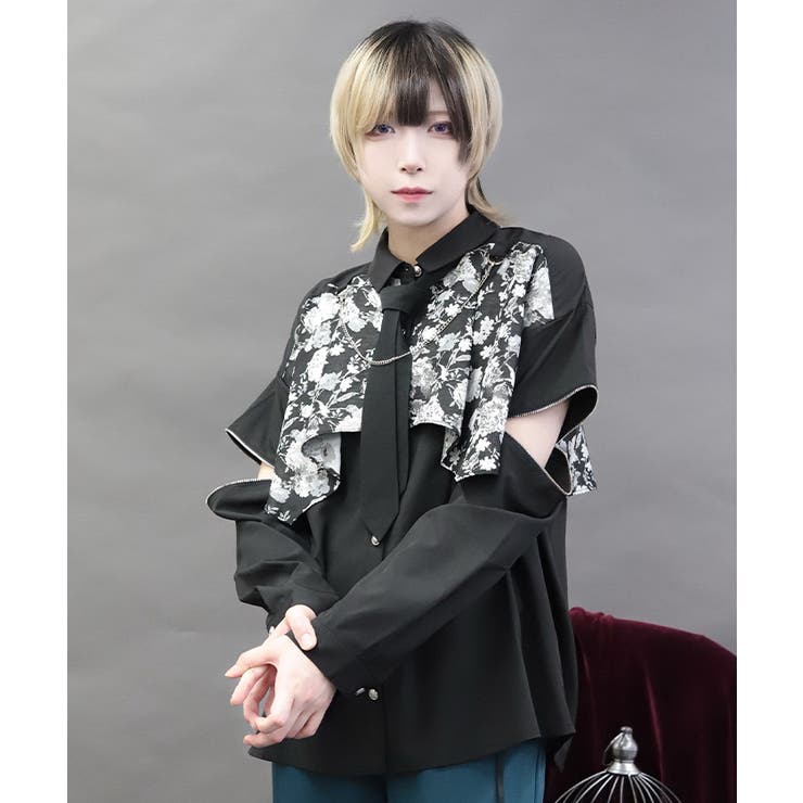 異素材バイカラービッグシャツ | axes femme | 詳細画像4 