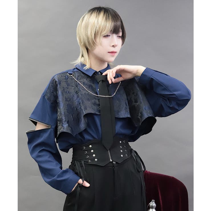 異素材バイカラービッグシャツ | axes femme | 詳細画像6 
