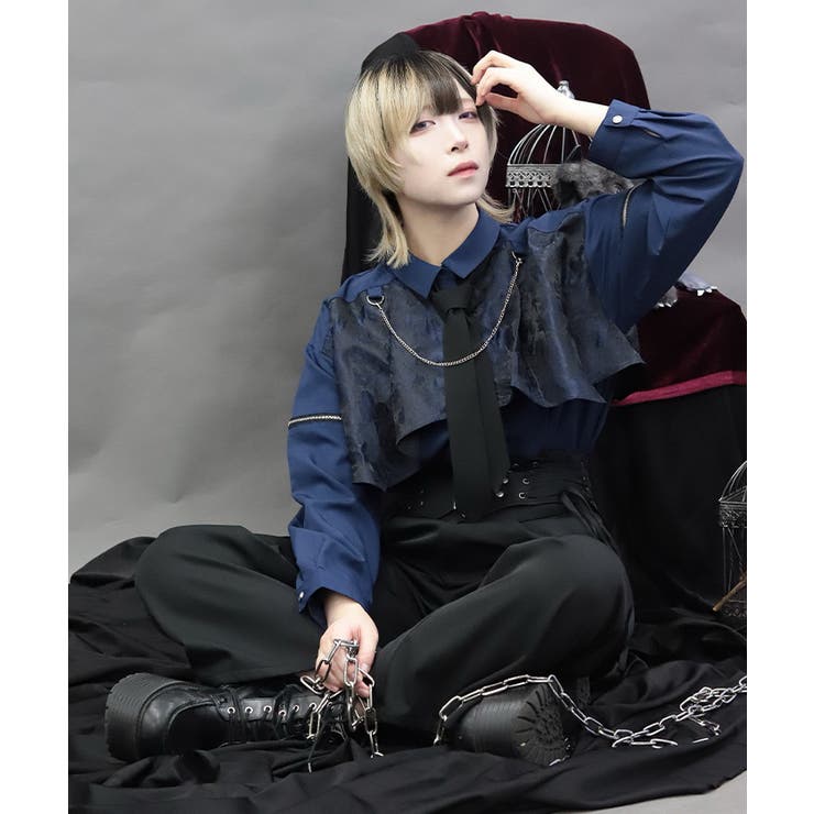 異素材バイカラービッグシャツ | axes femme | 詳細画像9 