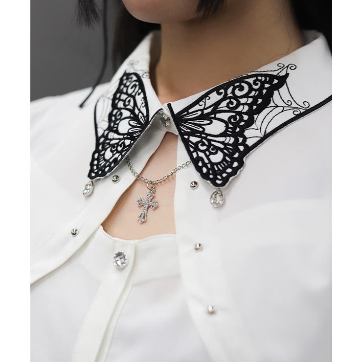 バタフライ襟刺繍ブラウス | axes femme | 詳細画像15 
