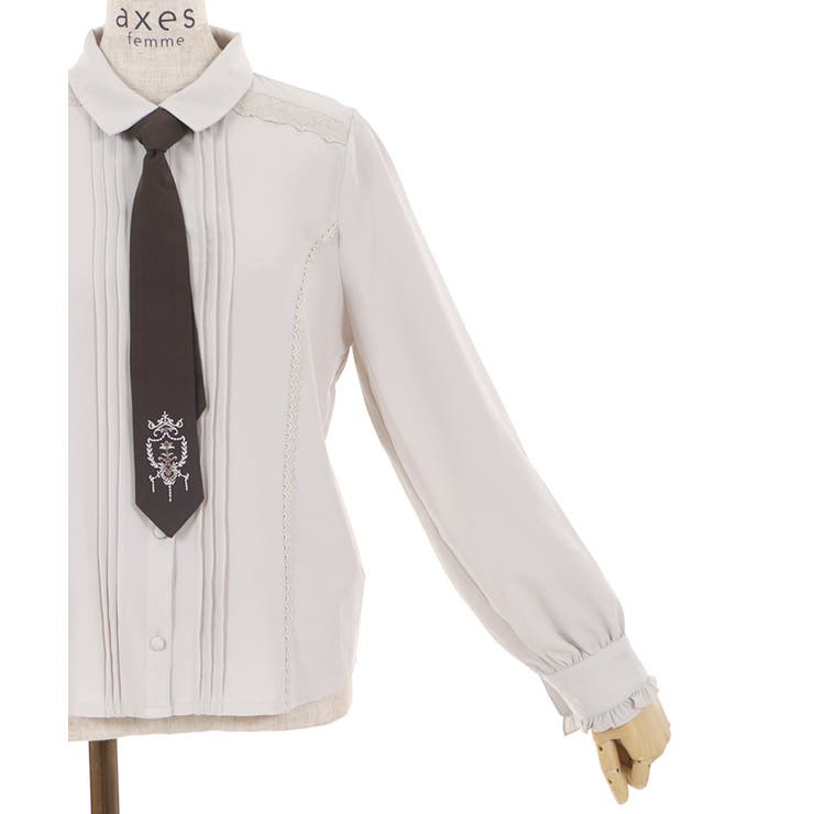 刺繍ネクタイ付ブラウス[品番：IGAW0000387]｜axes femme