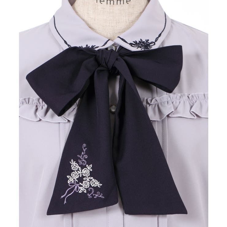 新品 シェリーラファム フランシュリッペ シフォン ブラウス 刺繍 りぼん franche lippee - 新品 シェリーラファム フランシュリッペ シフォン