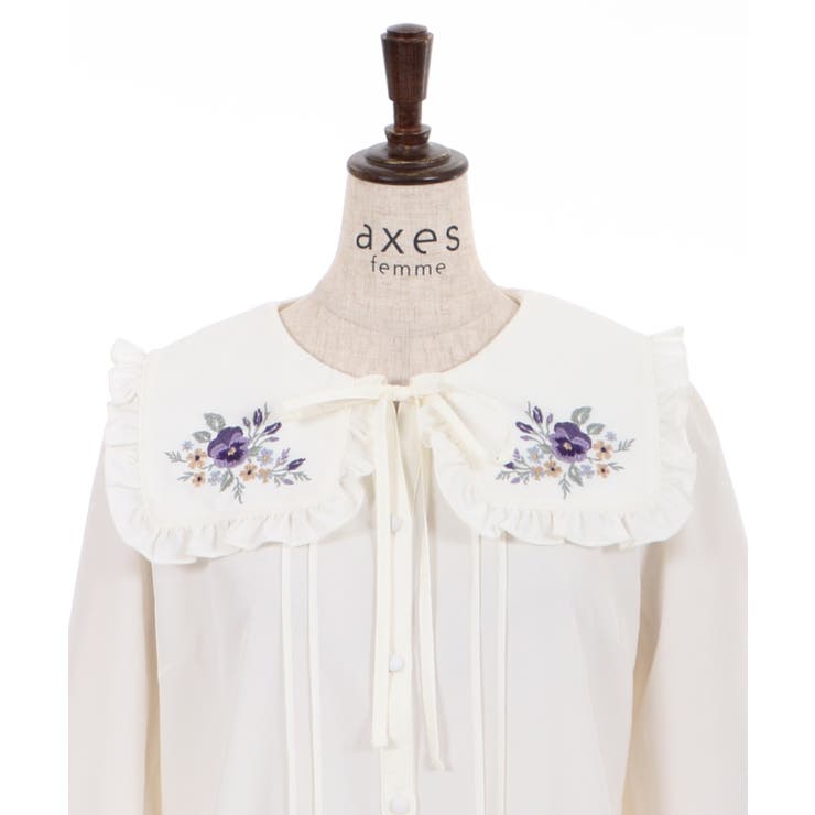 ★未使用★axes femme ラプンツェルコラボ スカラップ襟刺繍 ブラウス ☆未使用☆axes femme ラプンツェルコラボ スカラップ襟刺繍