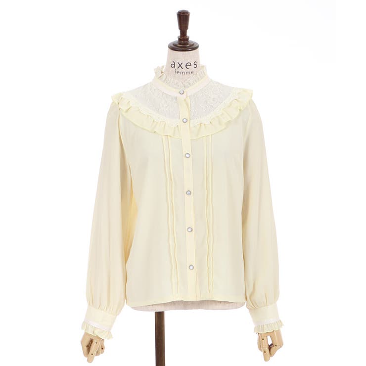 新品タグ付　アクシーズファム　袖フリルレーシーBL＆ホルター付蝶モチーフタンク等 クラシカルレーシーブラウス | kawaii | axes femme online shop