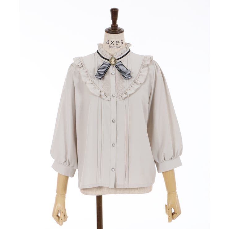 カメオブローチ付シフォンBL[品番：IGAW0001635]｜axes femme