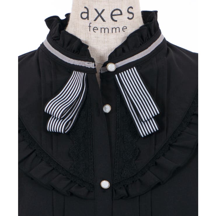 カメオブローチ付シフォンBL[品番：IGAW0001635]｜axes femme