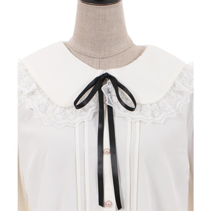 axes femme - レースデザインビック襟ブラウス レースデザインビッグ襟BL[品番：IGAW0002789]｜axes femme