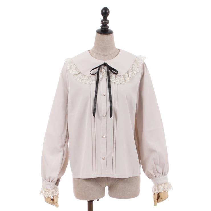 axes femme - レースデザインビック襟ブラウス レースデザインビッグ襟BL[品番：IGAW0002789]｜axes femme
