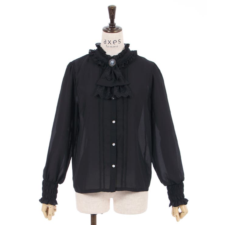 レースジャボ付ハイネックBL[品番：IGAW0003235]｜axes femme
