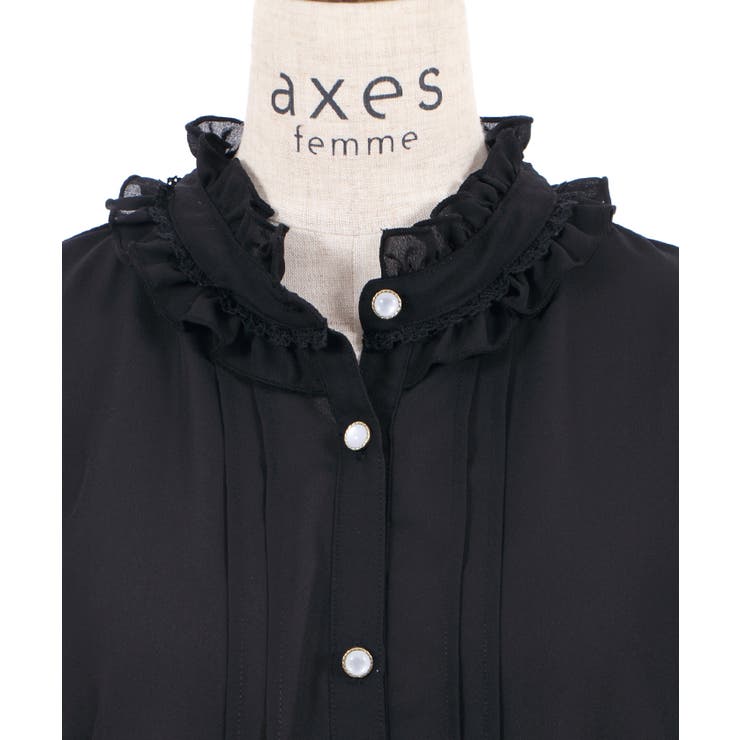 レースジャボ付ハイネックBL[品番：IGAW0003235]｜axes femme