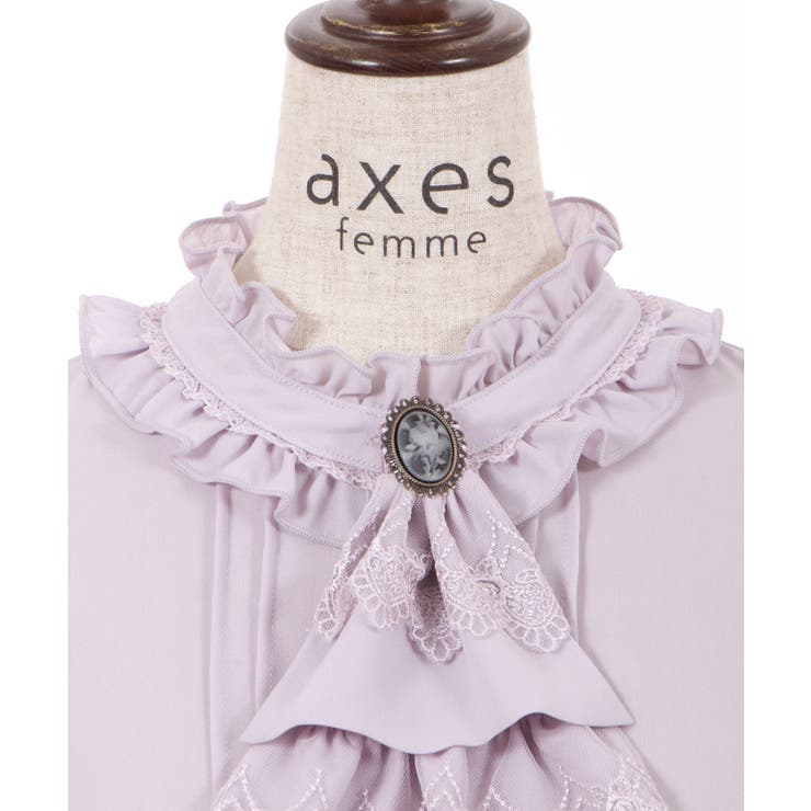 レースジャボ付ハイネックBL[品番：IGAW0003235]｜axes femme