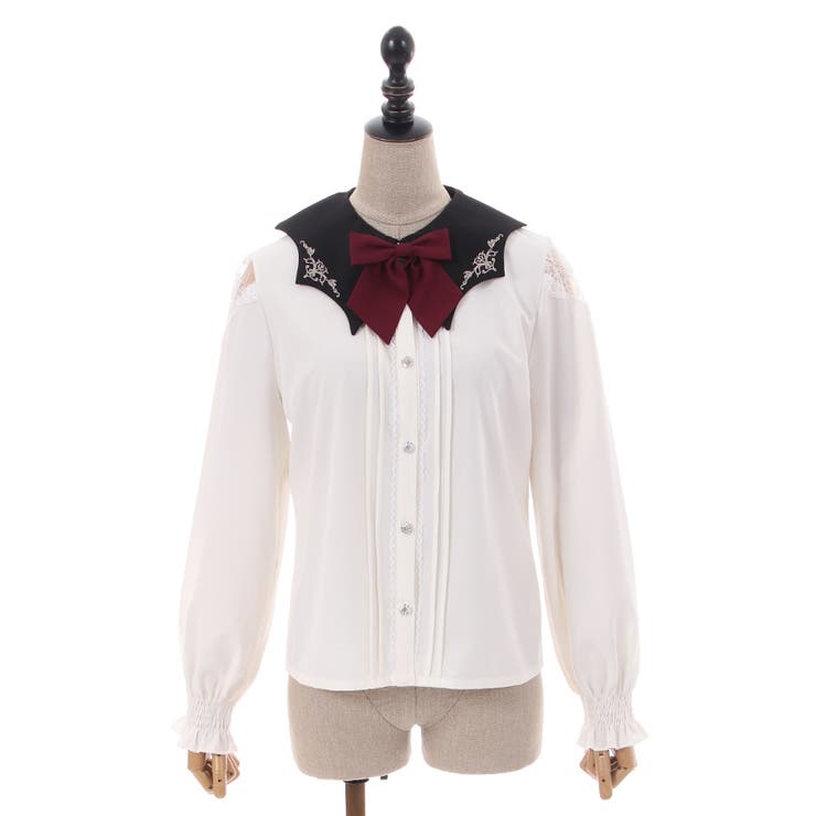 リボン付きコウモリカラーブラウス[品番：IGAW0004102]｜axes femme