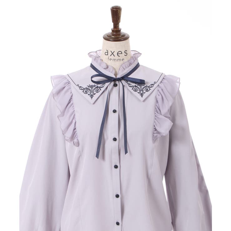 カードル刺繍襟ブラウス[品番：IGAW0003359]｜axes femme