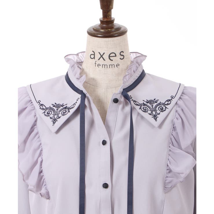 カードル刺繍襟ブラウス[品番：IGAW0003359]｜axes femme