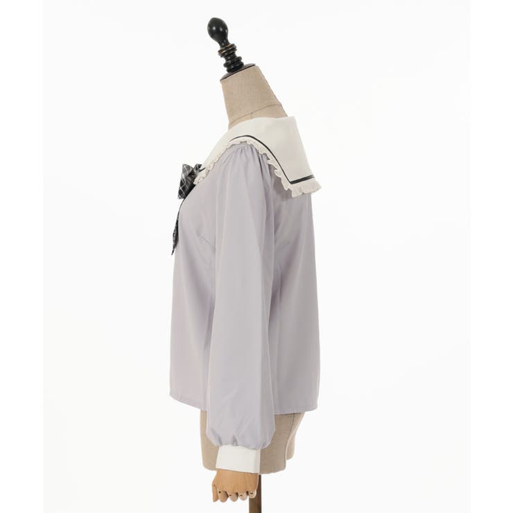 チェックリボン付セーラーブラウス[品番：IGAW0004562]｜axes femme 