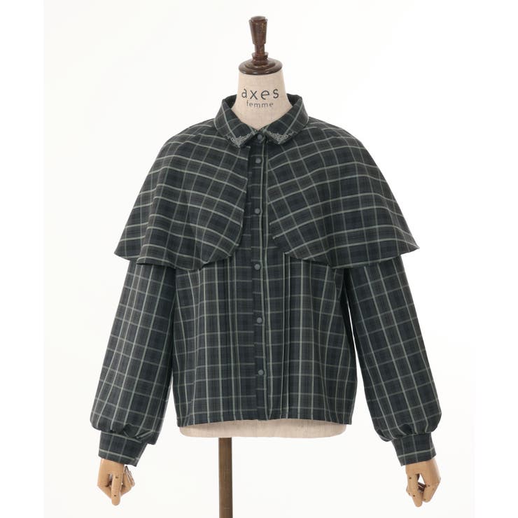 リボンタイ付ケープ風ブラウス[品番：IGAW0004413]｜axes femme