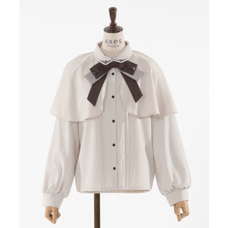 リボンタイ付ケープ風ブラウス[品番：IGAW0004413]｜axes femme