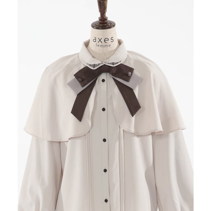 リボンタイ付ケープ風ブラウス[品番：IGAW0004413]｜axes femme