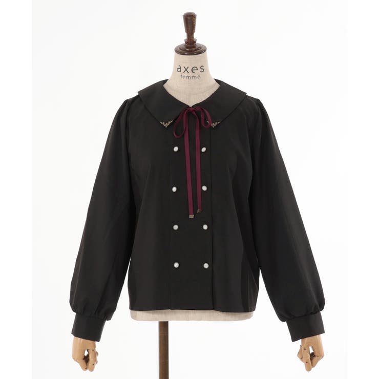 リボン付ダブルボタンブラウス[品番：IGAW0004445]｜axes femme 