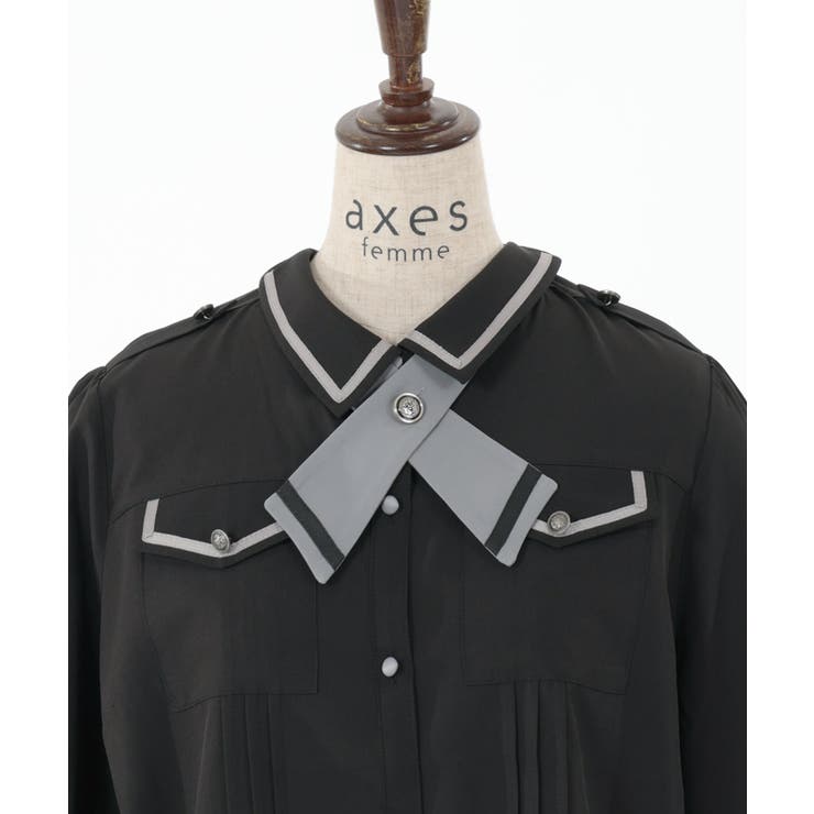 タイ付ミリタリー風ブラウス[品番：IGAW0004506]｜axes femme