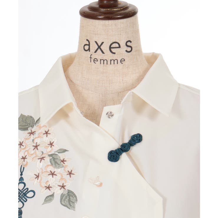 ジャスミン刺繍チャイナブラウス[品番：IGAW0005339]｜axes femme