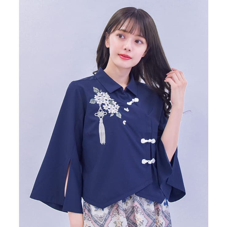 ジャスミン刺繍チャイナブラウス[品番：IGAW0005339]｜axes femme