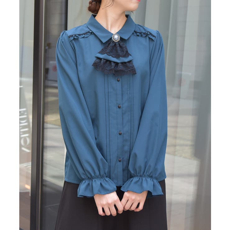 カメオ×ジャボブローチ付ブラウス[品番：IGAW0005473]｜axes femme