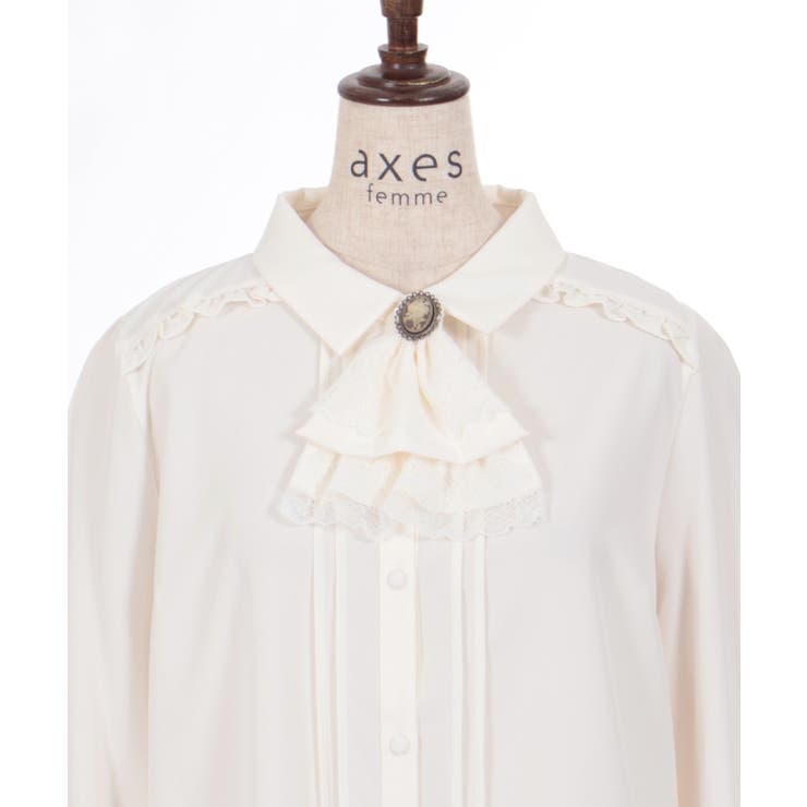 カメオ×ジャボブローチ付ブラウス[品番：IGAW0005473]｜axes femme