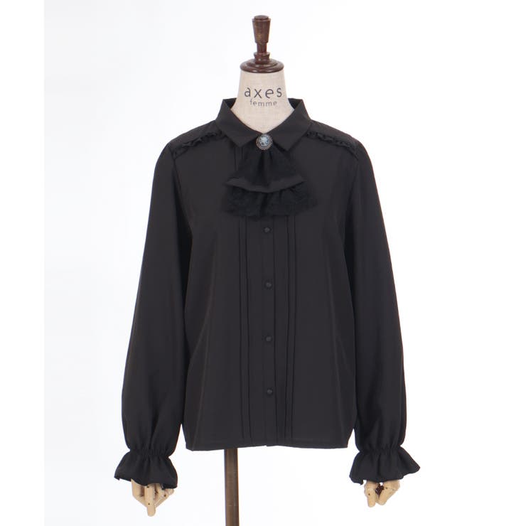 カメオ×ジャボブローチ付ブラウス[品番：IGAW0005473]｜axes femme