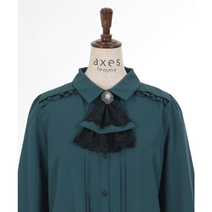 カメオ×ジャボブローチ付ブラウス[品番：IGAW0005473]｜axes femme