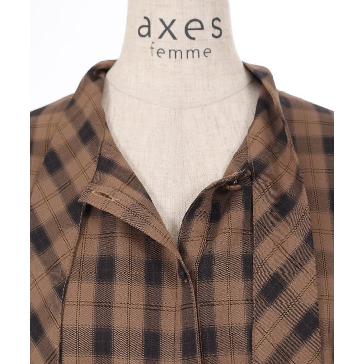 蝶×バラ刺繍ボウタイブラウス[品番：IGAW0005739]｜axes femme