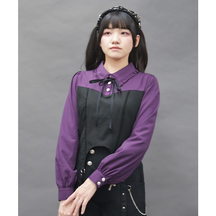 パープル | ガータービスチェデザインブラウス | axes femme